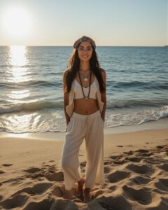 Beach-Hippie am spanischen Meer