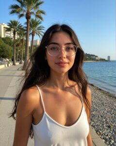 Alma spaziert an der Strandpromenade