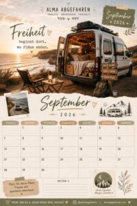 Kostenloser Vanlife Kalender September 2026 von Alma Abgefahren